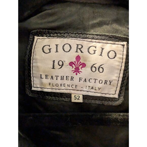 Giorgio 1966 Leather Jacket Italy Size 52 Black Bomber Vintage Real Vera Pelle - Picture 2 of 10